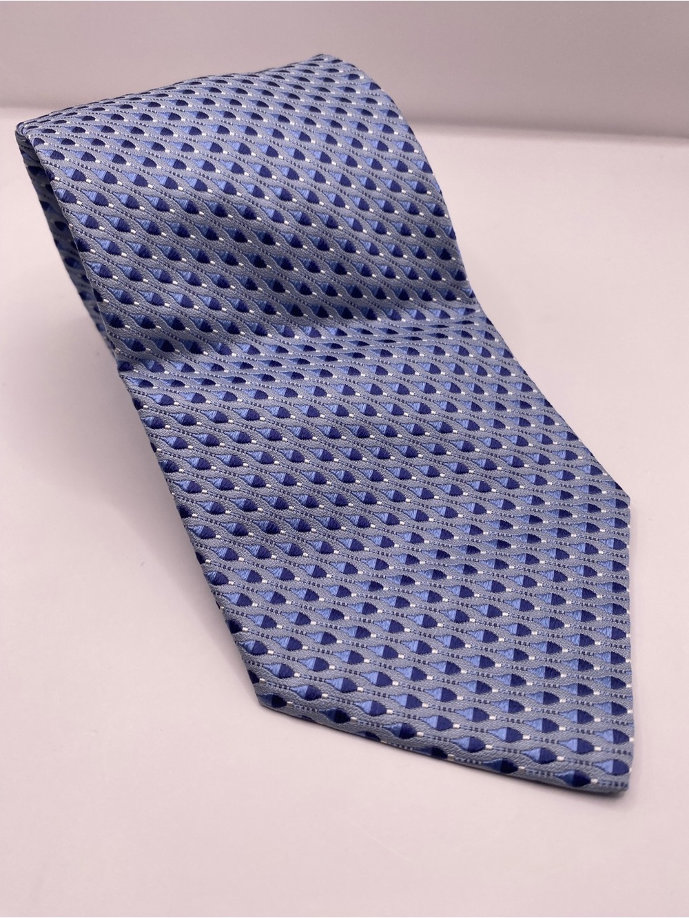 Burberry Light Blue Geometric Silk Tie